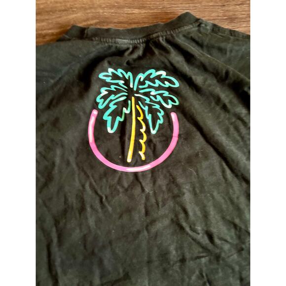 Mens Fashion BLVD T-Shirt Loose Fit Short-Sleeve Shirt Black Neon Print - Picture 7 of 7